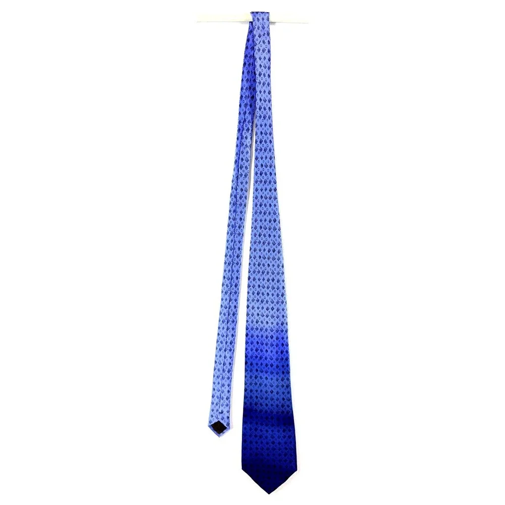J Garcia Mens Silk Extra Long Necktie Blue Purple Ombre Abstract Geometric Poets